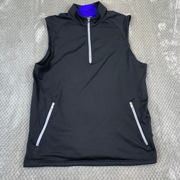 adidas Other - Adidas Climaheat Vest Mens Medium Black Purple Quarter Zip Golf Pullover‎